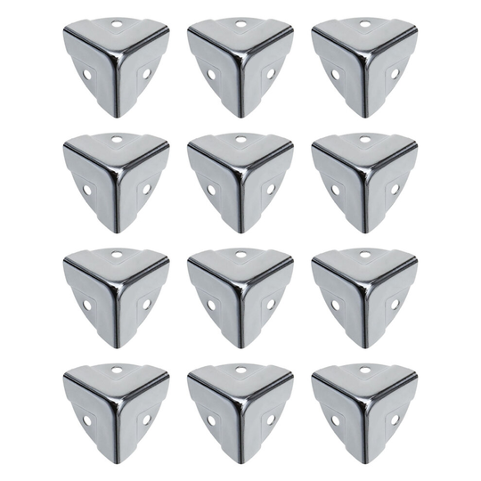 12pcs Chrome Box Corner Brace Edge Guard Protectors 25mm for Wooden Case Trunk