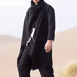 Men's Winter Coat Trench Coat Cloak / Capes Business Casual Fall Spring Cotton Blend Quick Dry Lightweight Outerwear Clothing Apparel Streetwear Stylish non-printing Pure Color Irregular Hem Lightinthebox