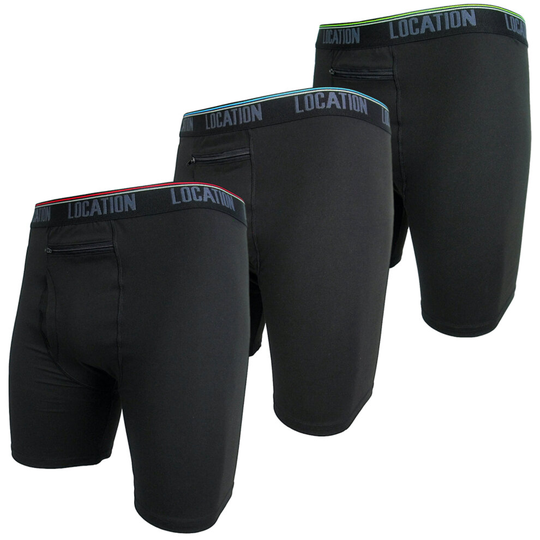 (Challenger 3, XXXL) Mens Location Boxers 3 Pack Sports Longer Leg Boxer Shorts Adults Underwear
