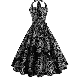 Audrey Hepburn Retro Vintage Hepburn Cocktail Dress Vintage Dress Dress Women's Slim Fit Costume Vintage Cosplay Casual Dress Sleeveless Knee Length A-Line Dress Carnival Lightinthebox