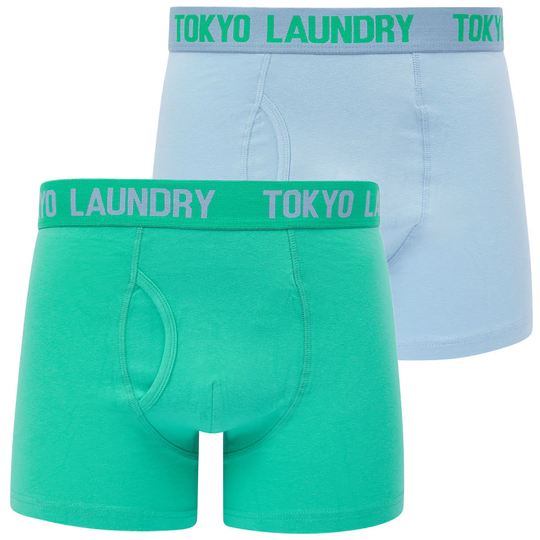 Mens Underwear Lumber 2 (2 Pack) Boxer Shorts Set in Blue Bell / Atlantis - Tokyo Laundry / S - Tokyo Laundry