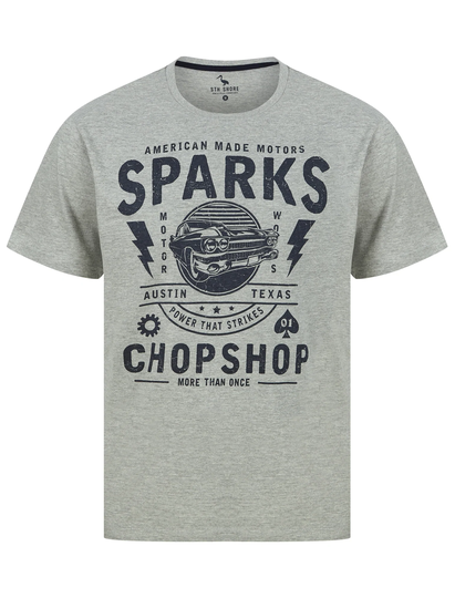 T-Shirts Sparks Motif Cotton Jersey T-Shirt in Light Grey Marl - South Shore / S - Tokyo Laundry