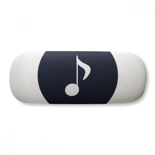 White Music Quaver Notes Black Glasses Case Eyeglasses Hard Shell Storage Spectacle Box