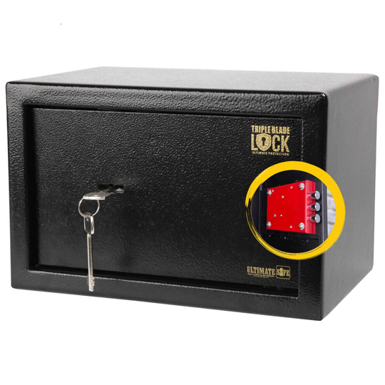 Ultimate Safe 16L Home Office Safe Box 25cm (H) X 35cm (W) x 25cm (D) With Key and Triple Blade Lock