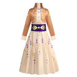Frozen Fairytale Princess Anna Flower Girl Dress Theme Party Costume Girls' Movie Cosplay Cosplay Halloween Brown Dress Halloween Carnival Masquerade Polyester Lightinthebox