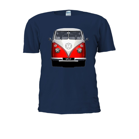 (XXXX-Large, Navy) Vw Camper Van Splitscreen Choice of Bus Colour Men Women Unisex Top T Shirt