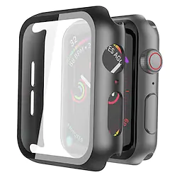 [2 pack] Case for Apple Watch Series 6/SE/5/4 /3/2/1 44mm 42mm 40mm 38mm Tempered Glass Screen Protector, Hard PC Ultra-thin Bumper HD Clear Film Full Coverage Cover Black Lightinthebox