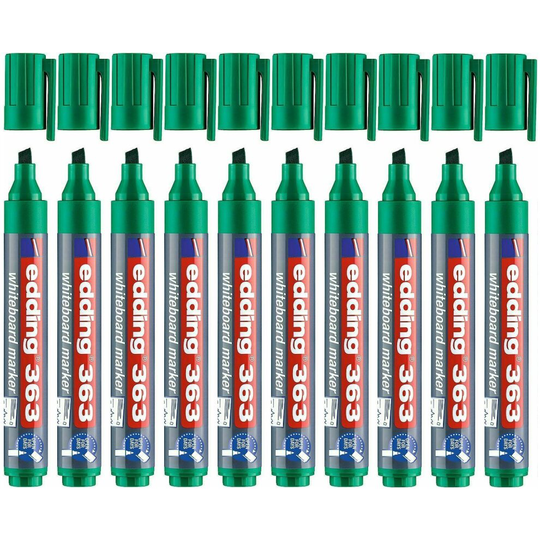 Edding 363 Whiteboard Marker 1-5mm Chisel Tip, Green (Box of 10)