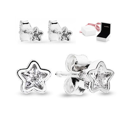 Genuine Pandora Sterling Silver Stars Stud Earrings AlE With Gift Box