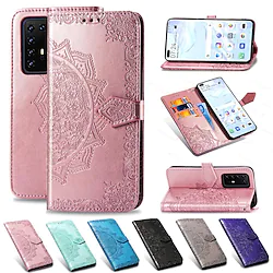 Mandala Embossed Leather Wallet Flip Case for Samsung Galaxy S22 S21 S20 Plus Ultra A72 A52 A42 A32 Card Holder with Stand Cover Mobile Phone Case Flower Lightinthebox