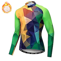 21Grams Men's Cycling Jersey Long Sleeve Winter Bike Top with 3 Rear Pockets Mountain Bike MTB Road Bike Cycling Fleece Lining Breathable Quick Dry Moisture Wicking Green Fleece Spandex Sports Lightinthebox