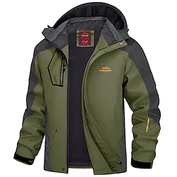 Men's Waterproof Hiking Jacket Rain Jacket Hiking Windbreaker Outdoor Thermal Warm Waterproof Windproof Breathable Outerwear Hoodie Trench Coat Hunting Fishing Climbing Lake blue Black Army Green Red Lightinthebox