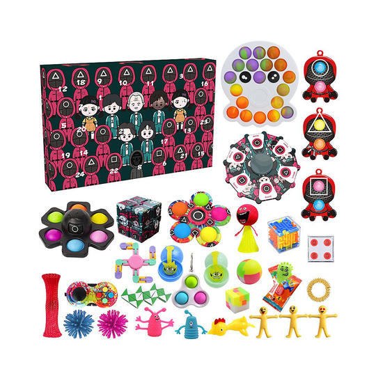 (Boxed 1) Squid Game Christmas Advent Countdown Calendar Decompression Toy Set