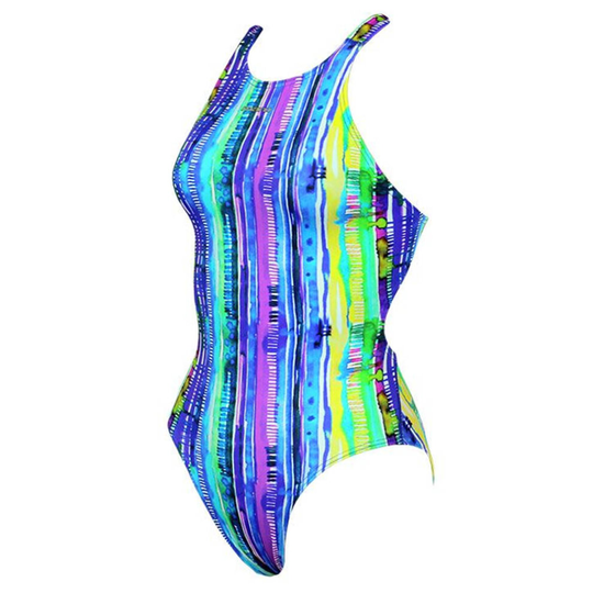 (Blue, 34) Maru Buzz Tek Back Womens Swimming Swimsuit Costume Blue/Multi