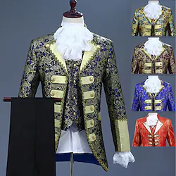 Prince Aristocrat Retro Vintage Medieval All Seasons Coat Corset Pants Outfits Masquerade Outerwear Men's Adults' Costume Vintage Cosplay Party Queen's Platinum Jubilee 2022 Elizabeth 70 Years Long Lightinthebox