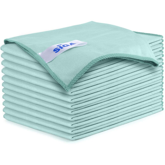 MR.SIGA Ultra Fine Microfiber Cloths for Glass, Pack of 12, 35 x 40cm 13.7" x 15.7"