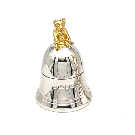 925 Sterling Silver Teddy Bear Bell Tooth Box. Christening /New Baby.