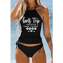 Women's Swimwear Tankini 2 Piece Plus Size Swimsuit Backless Ruched Print Butterfly Dandelion White Black Dark Gray Red Navy Blue Bathing Suits New Sporty Casual / Vacation / Modern / Letter Lightinthebox