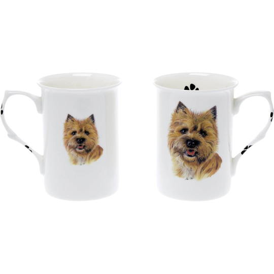 (BB19) Bone China Set of 2 Cairn Terrier Dog Mugs - Gift Boxed