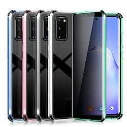 Phone Case For Samsung Galaxy Magnetic Adsorption S22 S21 S20 Plus Ultra Double Sided Anti peep Anti-Scratch Transparent Metal Privacy Tempered Glass Lightinthebox
