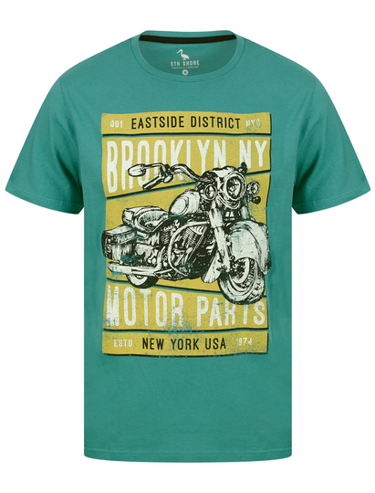 T-Shirts Eastside Motif Cotton Jersey T-Shirt in Teal - South Shore / S - Tokyo Laundry