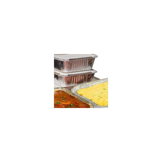 NEW PACK OF 50 NO.2 ALUMINIUM FOIL CONTAINERS HOT FOOD WITH LIDS BOXES