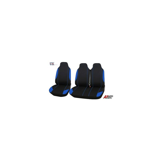 FORD TRANSIT LWB MWB SWB VAN SEAT COVERS BK/BLUE (FABRIC) 2+1 SINGLE & DOUBLE