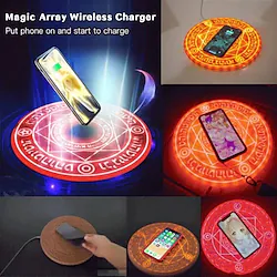 15W Magic Array Mobile Phone Wireless Charger Automatic Ultra-thin Android Light-emitting Base Wireless Launch Fast Charge Lightinthebox