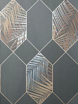 Fine Décor Miami Tropical Geo Charcoal/Copper