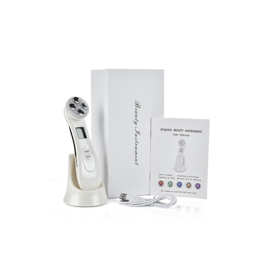 (white with box) Facial Mesotherapy Electroporation RF Radio Frequency LED Photon Face Lifting Tighten Wrinkle Removal Skin Care Face Massager
