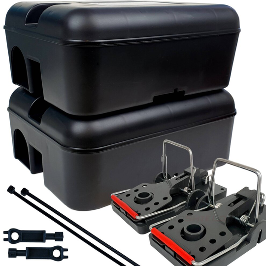 Roshield 8 x Rat Snap Trap + 8 x External Rodent Protector Box - Green No Poison Solution