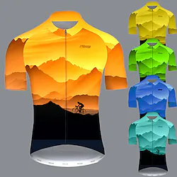 21Grams Men's Cycling Jersey Short Sleeve Bike Jersey 3 Rear Pockets Reflective Strips Gradient Top Summer Bike wear Mountain Bike Shirt Sports Cycling Clothing Breathable Quick Dry Moisture Wicking Lightinthebox
