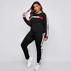 Women's Tracksuit Sweatsuit Patchwork 2 Piece Street Winter Long Sleeve Breathable Lightweight Soft Fitness Gym Workout Running Sportswear Activewear Color Block Black Army Green Burgundy Lightinthebox