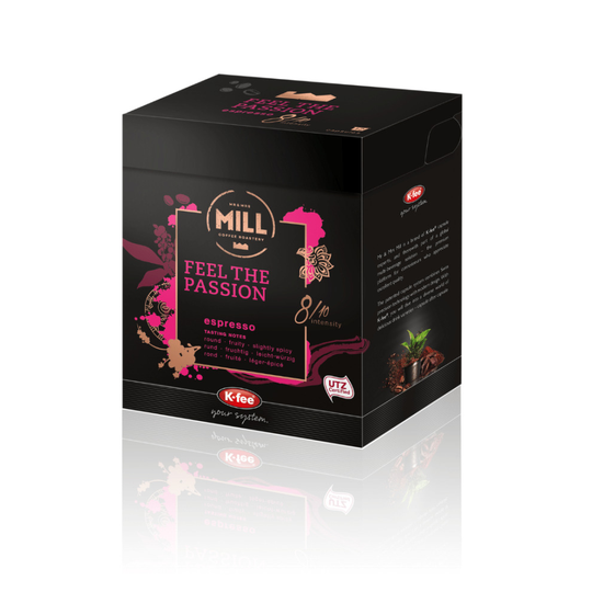 (6 Boxes (72 Capsules)) K-fee Mr & Mrs Mill 'Feel The Passion' Espresso Capsules