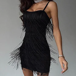 The Great Gatsby Charleston Roaring 20s 1920s Vacation Dress Cocktail Dress Flapper Dress Prom Dress Women's Tassel Fringe Costume Vintage Cosplay Party Vacation Sleeveless Dress Carnival Lightinthebox