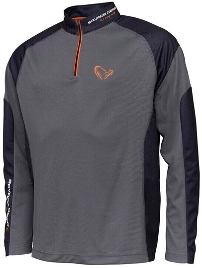 Savage Gear T-Shirt Tournament Shirt 1/2 Zip Sedona Grey M