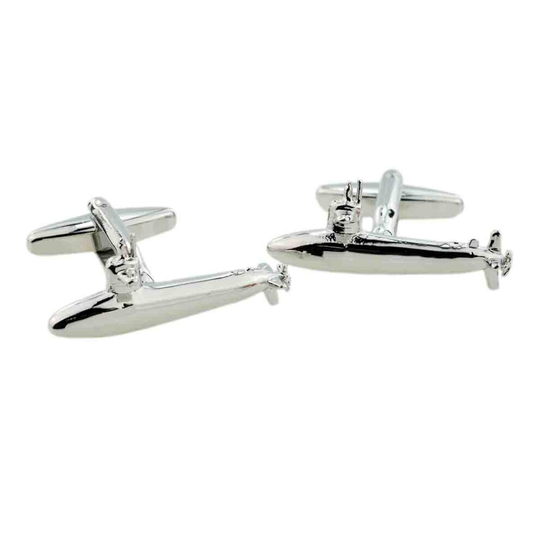 Naval Submarine Cufflinks - Gift Boxed - High Quality Submariner Rhodium Plated