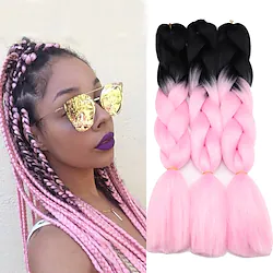 Crochet Hair Braids Jumbo Box Braids Pink Synthetic Hair 24 inch Braiding Hair 5 Pieces Lightinthebox