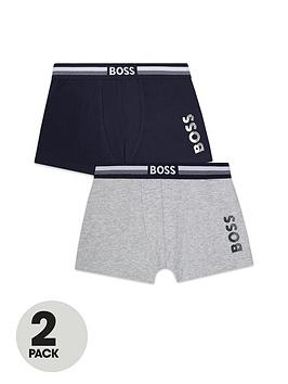 Boss Boys Logo Waistband Boxer Shorts (2 Pack) - Navy