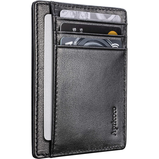 APRICOCO Slim Wallet and Minimalist Card Holder with RFID Blocking Holds 7 Cards and Bank Notes Includes Gift Box