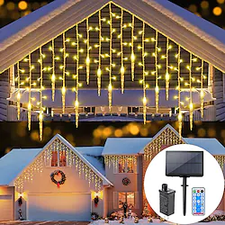 Christmas Icicle String Lights Outdoor Solar and Plug in 8 Modes 5M 216LED 3.5M 96LED Remote Control 24V Plug in String Lights LED Curtain Fairy String Light For Garden Party Timing Dimming Lightinthebox