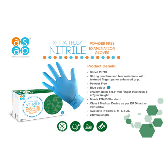 (Extra Thick, Extra Large) Nitrile Powder Free Disposable Blue Gloves box 100