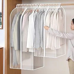 3D Zipper Dust Clothes Cover Transparent Translucent Clothes Storage Wardrobe Suit Bags Closet Hangers Case Clothing Cover Dust Bag Hanging Organizer Lightinthebox