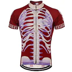 21Grams Men's Cycling Jersey Short Sleeve Bike Jersey Top with 3 Rear Pockets Mountain Bike MTB Road Bike Cycling Breathable Quick Dry Back Pocket Sweat wicking Red White Skeleton Sports Clothing Lightinthebox