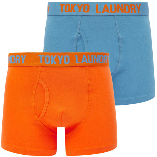 Mens Underwear Lumber 2 (2 Pack) Boxer Shorts Set in Niagara Falls Blue / Carrot - Tokyo Laundry / S - Tokyo Laundry