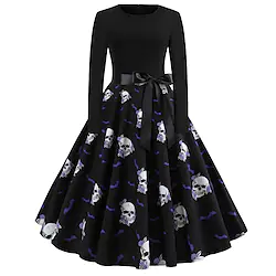 Pumpkin Audrey Hepburn Dress Swing Dress Adults' Women's Vintage Classic Timeless 1920s Halloween Masquerade Festival Christmas Halloween New Year Festival / Holiday Terylene Orange / Black Women's Lightinthebox