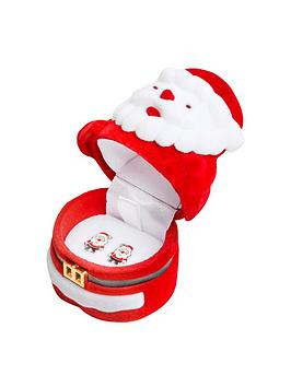 The Love Silver Collection Sterling Silver Santa Stud Earrings with Santa Novelty Gift Box, Silver, Women