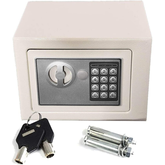 (4.6L Personal Household Safe Box with 2 Keys White) Digital Steel Safety Box Electronic Coffer Deposit Box