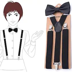 The Great Gatsby Gangster Retro Vintage Roaring 20s 1920s Bow Tie Suspenders Men's Women's Costume Vintage Cosplay Party / Evening Bow Masquerade Lightinthebox