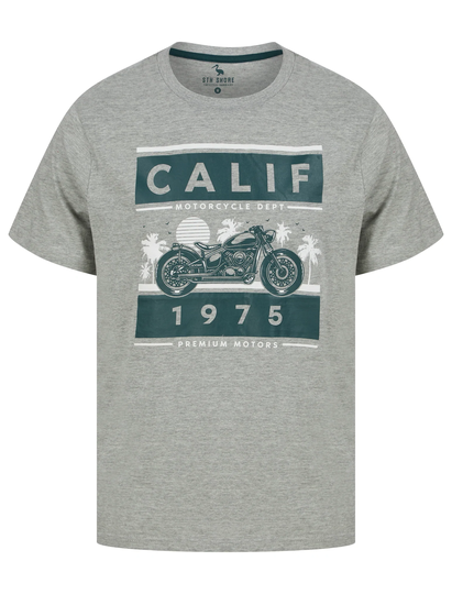 T-Shirts Calif Bike Motif Cotton Jersey T-Shirt in Light Grey Marl - South Shore / S - Tokyo Laundry
